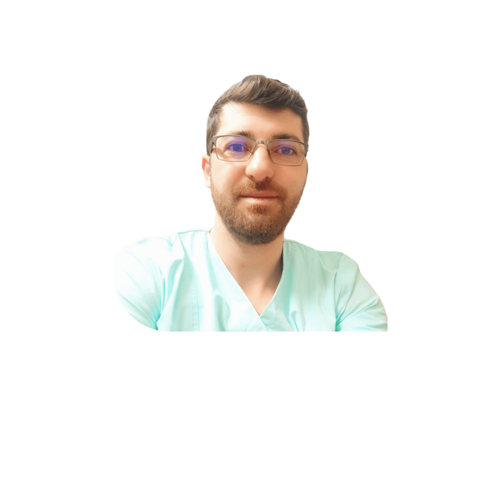 Portret bărbat în uniformă medicală verde