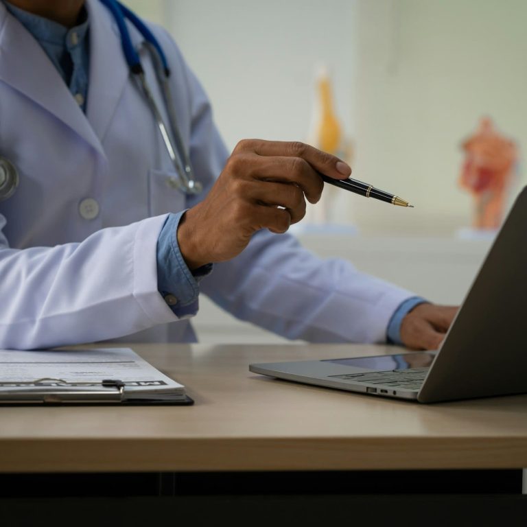 Doctor la birou consultant un pacient